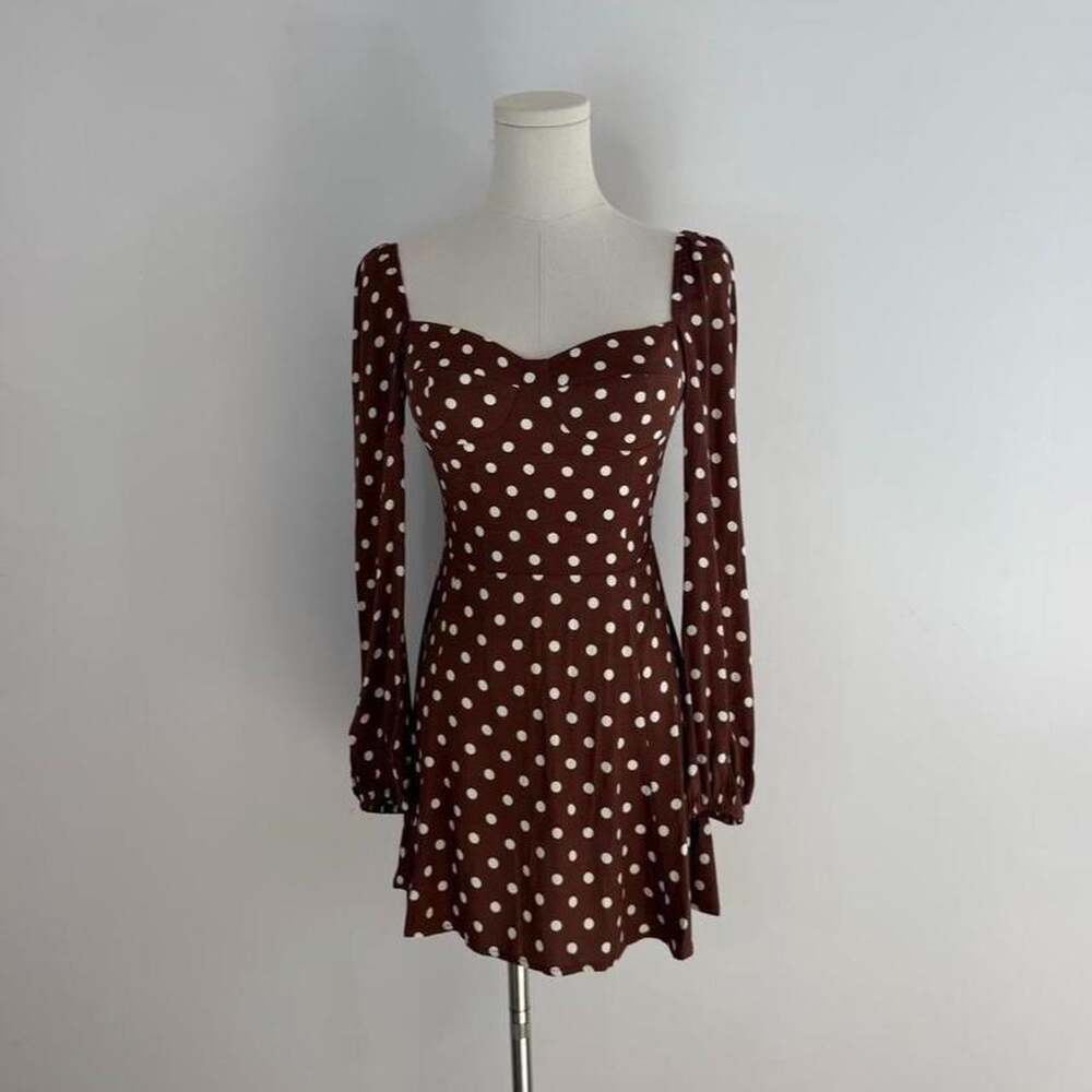 Reformation “Mochi” Brown Polka Dot Mini Dress | Women’s Size 0 (XS)